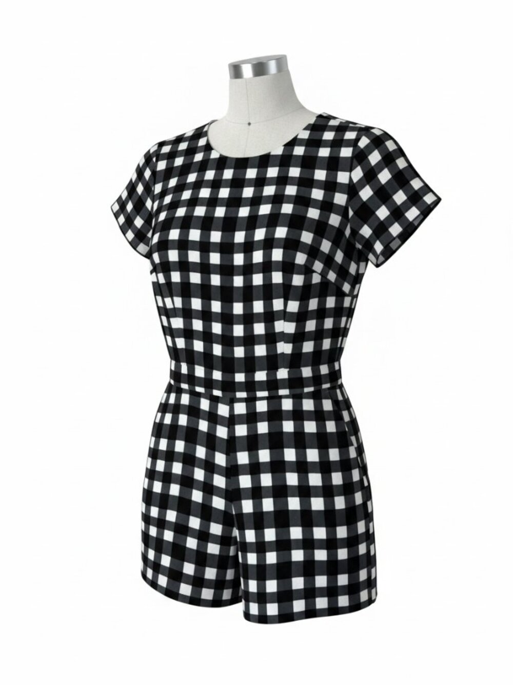 Banana Republic Black White Gingham Romper Pockets Size 0